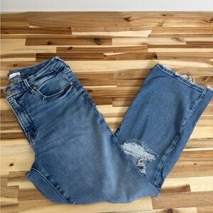 Good American Distressed Blue Ankle Jeans